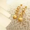 Vacuum Plating 18K Gold Plated 18K Gold Round Chain 201 Stainless Steel Retro Simple Style Drop Earrings