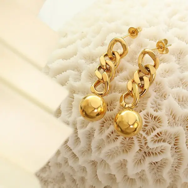 Vacuum Plating 18K Gold Plated 18K Gold Round Chain 201 Stainless Steel Retro Simple Style Drop Earrings