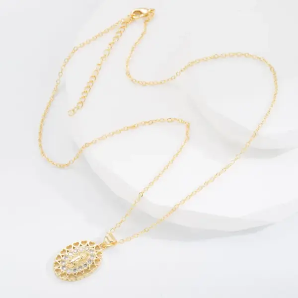 Fashion Human Cross Heart Shape Copper Pendant Necklace Gold Plated Hollow Out Zircon Copper Necklaces