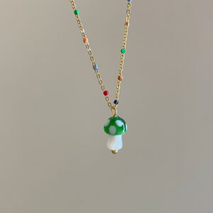Green mushroom necklace titanium steel