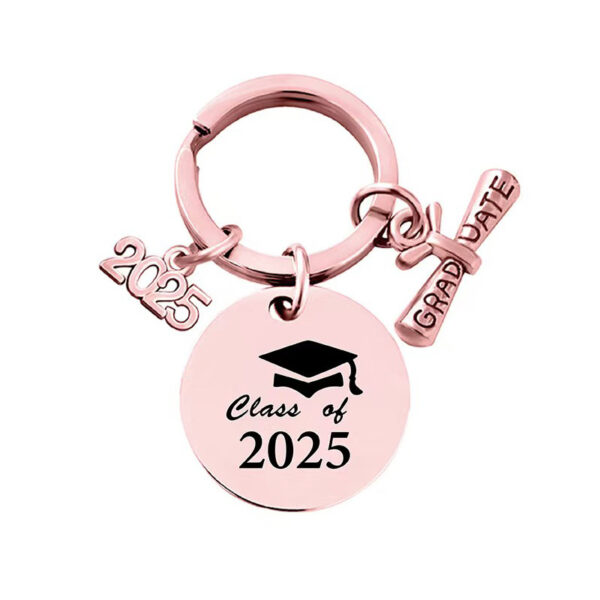 Wholesale Cross-Border 2025 Graduation Season Stainless Steel Keychain with Engraved Metal Keychain as a Commemorative Gift for Classmates and Teachers