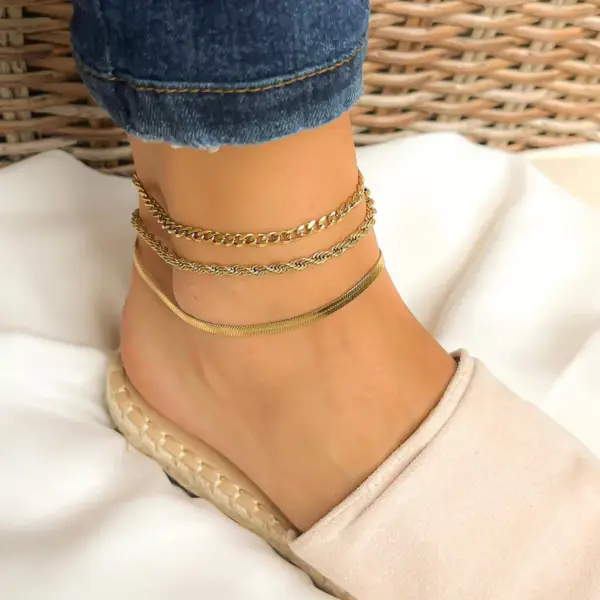 Wholesale Simple Style Irregular Round Rhinestones Stainless Steel Wholesale Anklet