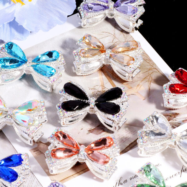 Wholesale Alloy colorful crystal bow straight hole loose beads beaded DIY mobile phone chain key chain bag chain jewelry accessories