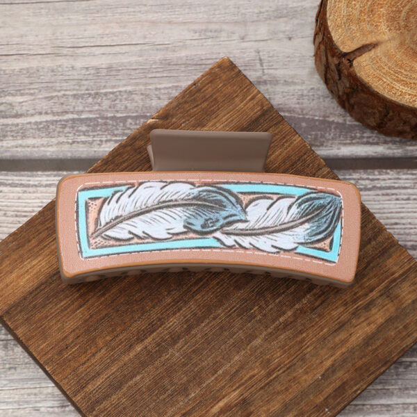 Wholesale Western-style feather and flower print hairpin