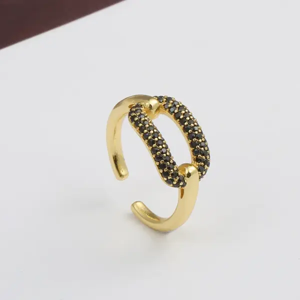 Wholesale Fashion Geometry Pattern Inlaid Copper Zircon Ring Wholesale