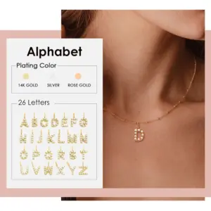 Wholesale PVD Coated Real Gold Plated Letter Stainless Steel Vintage Style Waterproof Non Tarnish 304 Stainless Steel Pendant Necklace