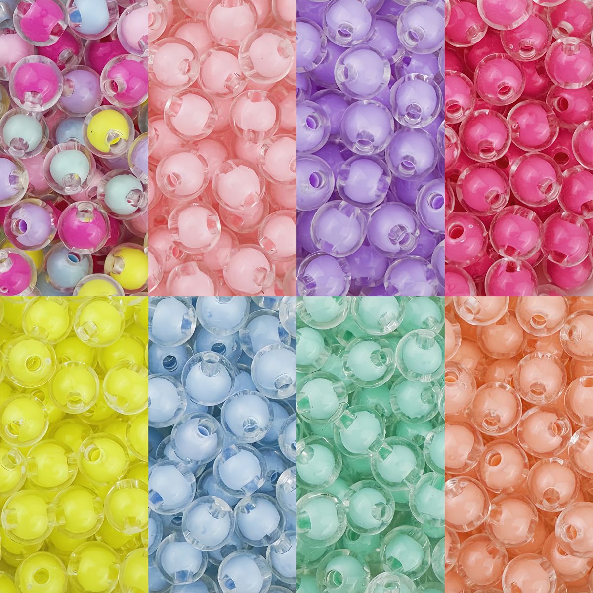 Wholesale 8mm10mm Transparent Bead Bead Straight Hole Color Bead Bulk Beaded Bracelet Handmade Material DIY Jewelry Aessories