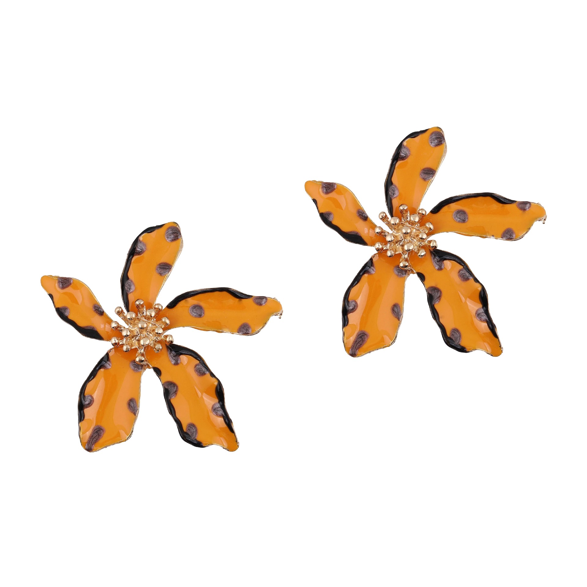 Wholesale Europe and the United States new fashion personality temperament creative cross-border oil flower earrings exaerated wave int alloy earrings