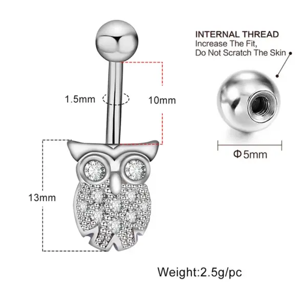 Wholesale 1 Piece Sweet Heart Shape Stainless Steel Plating Inlay Zircon Women's Belly Ring