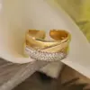 Wholesale Retro Geometric Solid Color Copper Inlay 18K Gold Plated Zircon Open Rings