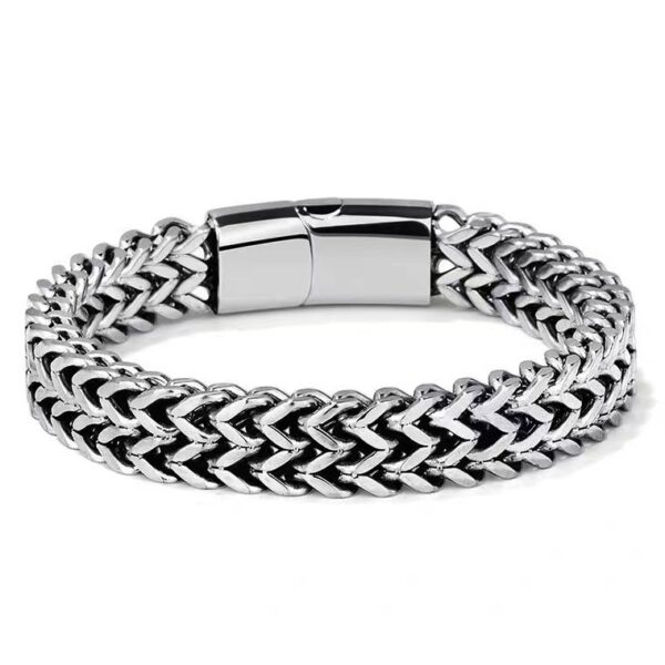 Wholesale Spot explosions Europe and the United States new titanium steel bracelet men's bracelet stainless steel double row square chain magnet buckle bracelet