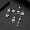 Wholesale Fashion Heart Shape Flower Butterfly Stainless Steel Plating Inlay Zircon Belly Ring 1 Piece