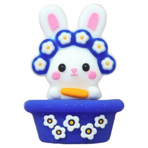 Flowerpot Bunny - Z (White & Blue + Glitter)