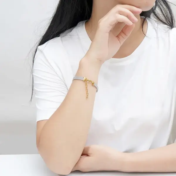 304 Stainless Steel Heart Shape PVD Coated Stone-Free 18K Real Gold Plated Simple Style Waterproof Non Tarnish Rose Gold Sier Yellow Bracelets