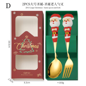 Santa claus spoon and fork set of 2 d [gold]
