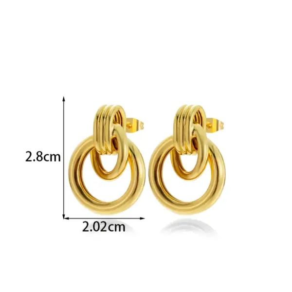 Wholesale 1 Pair French Style Simple Style Classic Style Semicircle Double Ring Copper Ear Studs
