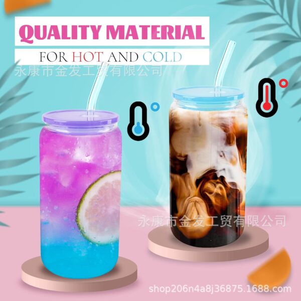Wholesale New Glass Cup 16oz Gradient Colorful with Colorful Pp Lid Colorful Straw