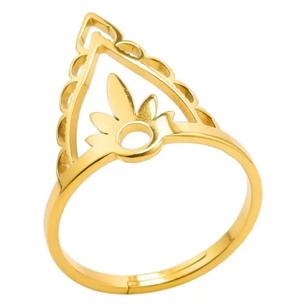 Wholesale PVD Coated Real Gold Plated 18K Gold Color Block 304 Stainless Steel Retro Waterproof Non Tarnish Rings