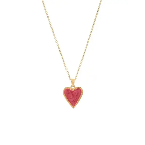 Wholesale PVD Coated 18K Gold Plated Heart Shape Stainless Steel Luxurious Waterproof Non Tarnish 304 Stainless Steel Pendant Necklace