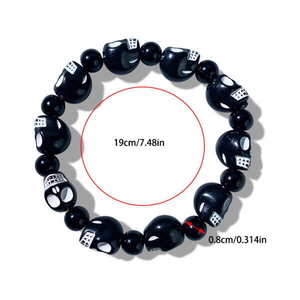 Wholesale Halloween Cross-border Black and White Skull Beaded Bracelet Unisex Hip Hop Punk Bracelet Diablo Vintage Bracelet