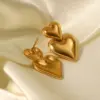 304 Stainless Steel Heart Shape PVD Coated 18K Gold Plated Simple Style Plating Gold Drop Earrings