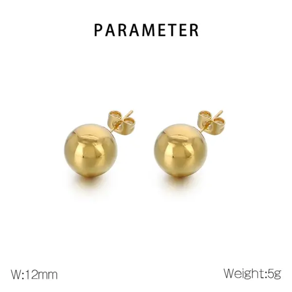 Wholesale PVD Coated 18K Gold Plated Round 304 Stainless Steel Simple Style Waterproof Non Tarnish Ear Studs