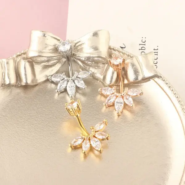 Wholesale Fashion Flower Stainless Steel Plating Belly Ring 1 Piece