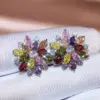 Wholesale Fashion Sunflower Double Zircon Earrings Copper Earrings Accessories