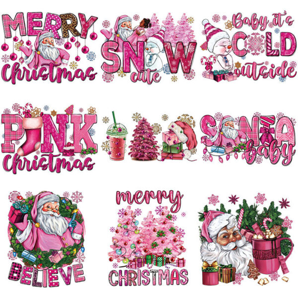 oly-036639a01f53f4c224a7c09a68f395ac Wholesale Pink Christmas Heat Transfer Printing UV DTF Ready to Press Transfers Wraps