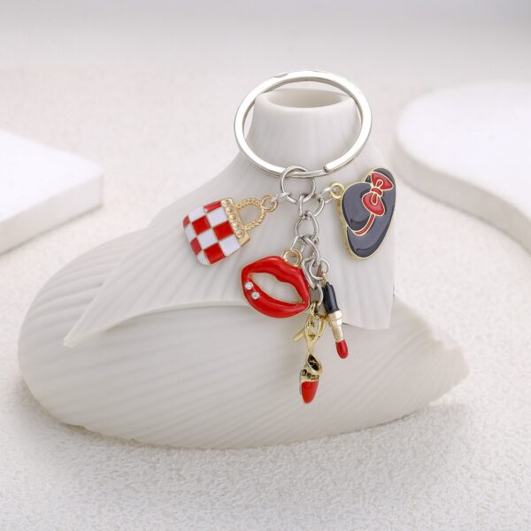 Wholesale Amazon Explosions Lipstick High Heels Women's Bag Pendant Alloy Keychain Wine Glass Pendant Small Hanging