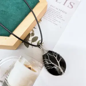 Obsidian Silver / Lucky Tree Water Drop (Light Pendant) 11.5G