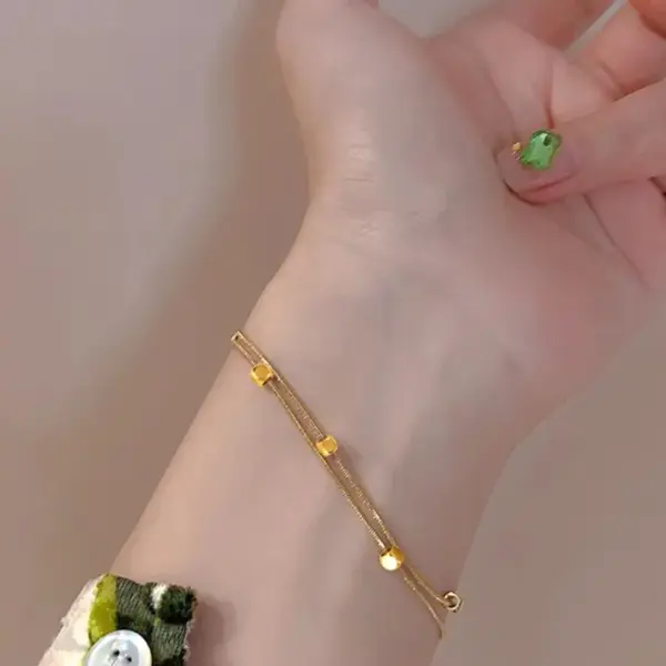 Wholesale PVD Coated 18K Gold Plated Solid Color Stainless Steel Glam Solid Color Waterproof Non Tarnish 304 Stainless Steel Bracelets