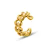 Wholesale PVD Coated Real Gold Plated 18K Gold Geometry 304 Stainless Steel Fashion Waterproof Non Tarnish Open Rings