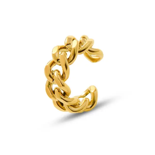 Wholesale PVD Coated Real Gold Plated 18K Gold Geometry 304 Stainless Steel Fashion Waterproof Non Tarnish Open Rings