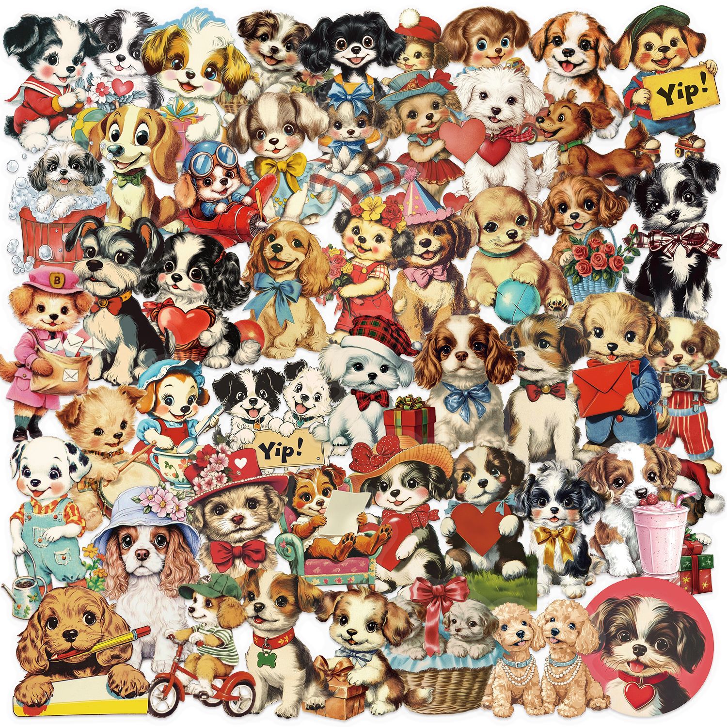 Wholesale 50 Pieces of Transparent Ins American Retro Ppy Stickers Waterproof Transparent Pet Handbook Material Decoration Guitar Cross-Border