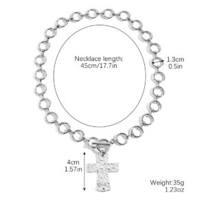 N2409-24 cross silver circle chain