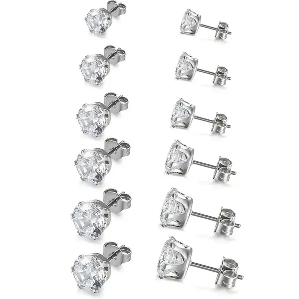 Elegant Six-claw Zircon Stud Earrings Men And Women Micro-inlaid Rhinestone Ear Bone Stud Simple Light Luxury Ear Jewelry Wholesale