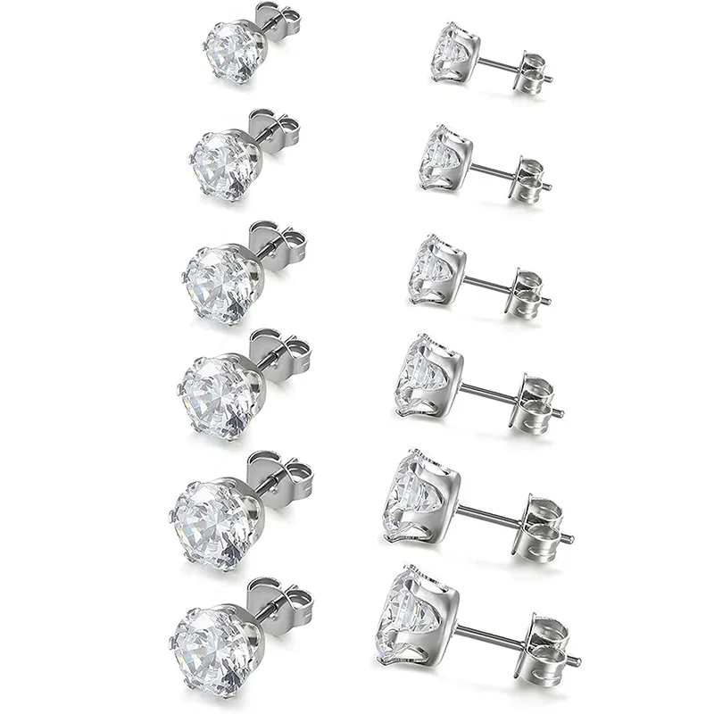Wholesale Elegant Six-claw Zircon Stud Earrings Men And Women Micro-inlaid Rhinestone Ear Bone Stud Simple Light Luxury Ear Jewelry Wholesale