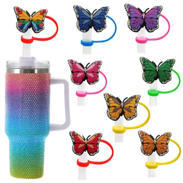Wholesale Personalized Butterfly Straw Cover, Straw Cap, Dust Plug, Cute Cartoon Party Straw Decorative Plug, Factory Direct Sale