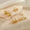 Wholesale 1 Pair Simple Style Ball Solid Color Plating 304 Stainless Steel Stainless Steel Earrings