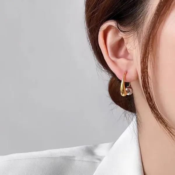 1 Pair Lady Water oplets Plating Copper Ear Studs