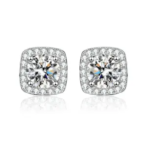 Luxury Square Bag Stud Earrings 1 Karat