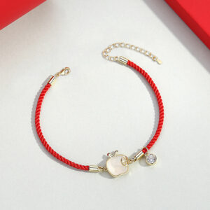 Bracelet: red rope + Christmas White Apple