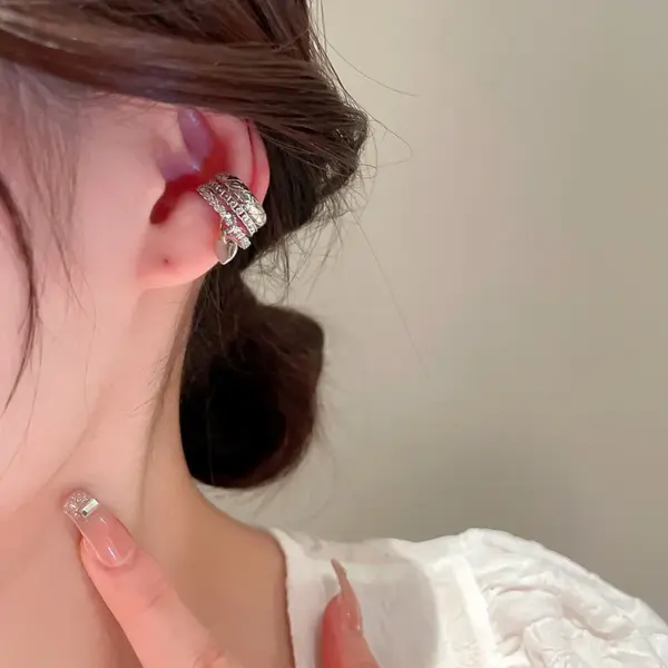 Wholesale Fashion Heart Shape Copper Ear Clips Inlay Zircon Copper Earrings 1 Pair