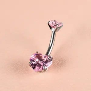 Single Pendant Steel Color / 1.6*10*8 * 5mm Double-Headed Pink Heart-Shaped Zirconium
