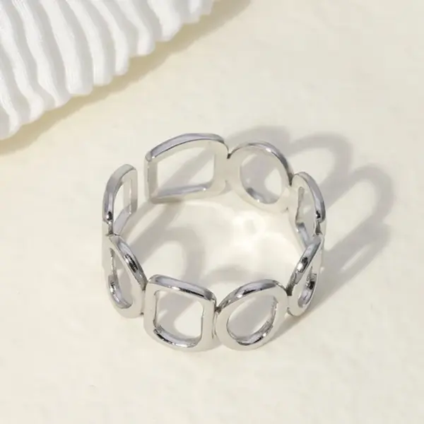 Wholesale PVD Coated Real Gold Plated Geometric Stainless Steel Simple Style Waterproof Non Tarnish Open Ring