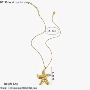Gold / Box Chain Big Starfish