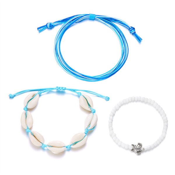 Wholesale European and American Cross-border New Creative Retro Beach 3-piece Set Shell Turtle Bead Bracelet Drawable Multicolor suit