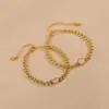 Fashion Heart Shape 304 Stainless Steel 18K Gold Plated Acrylic Stainless Steel Bracelets In Bulk