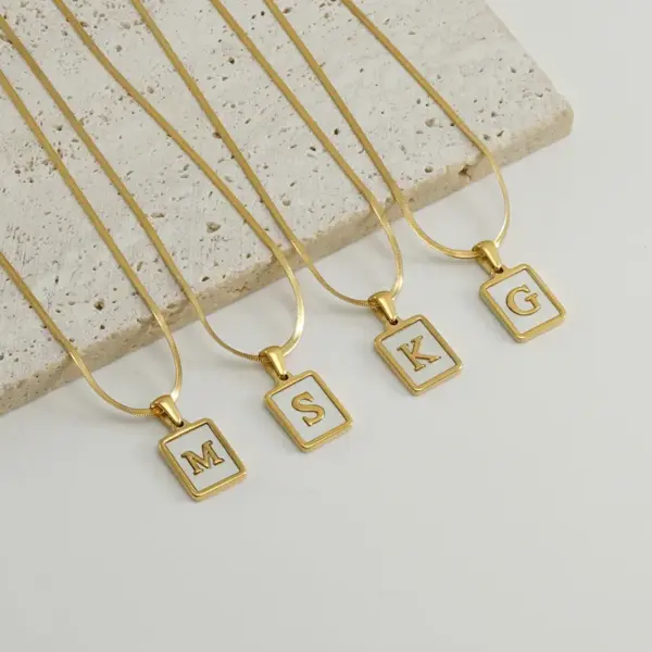 Wholesale PVD Coated 18K Gold Plated Letter Stainless Steel Casual French Style Waterproof Non Tarnish 304 Stainless Steel Pendant Necklace